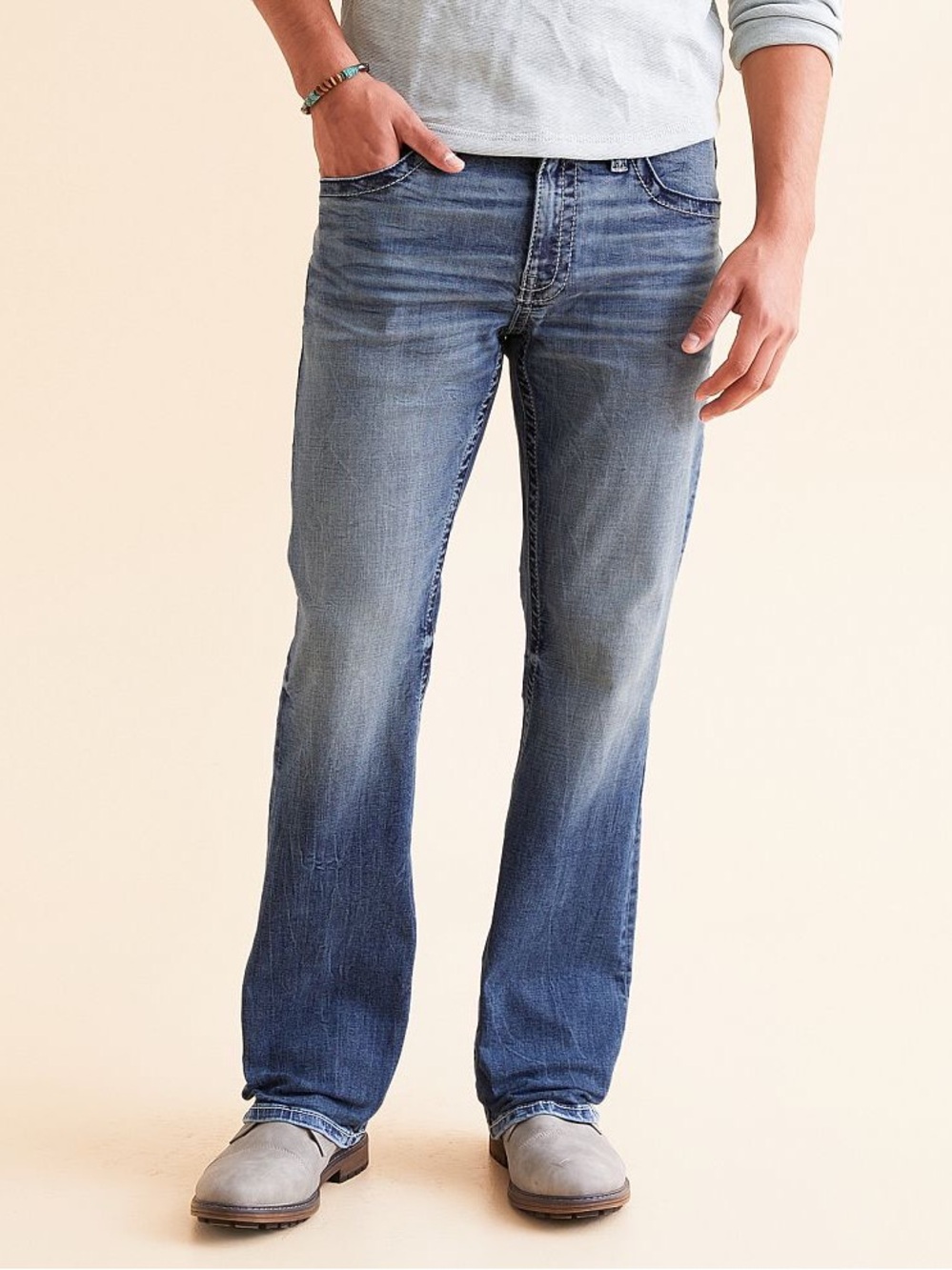BKE Jake Men's Washed Blue Straight-Leg Jeans